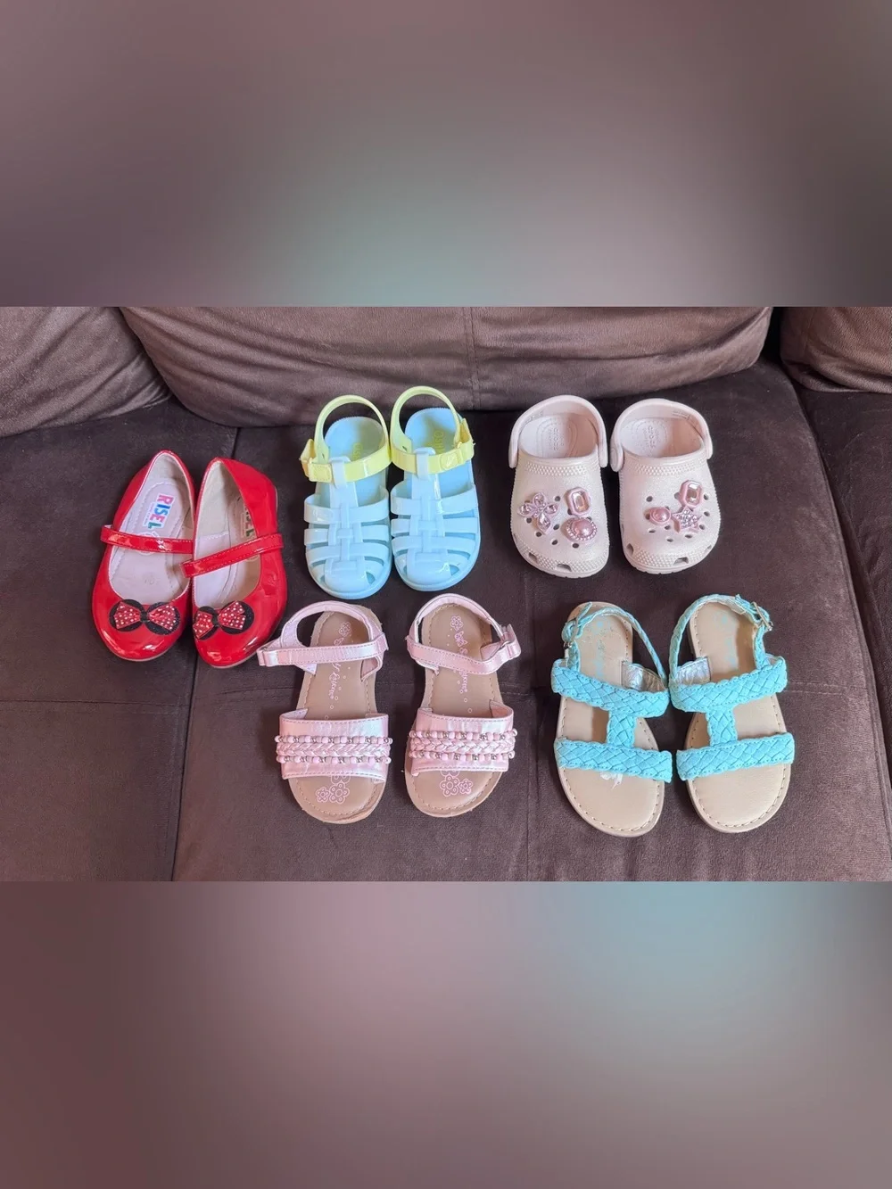 Kids Braided Strap Sandals in Light Blue - Cute Summer Footwear bundle.